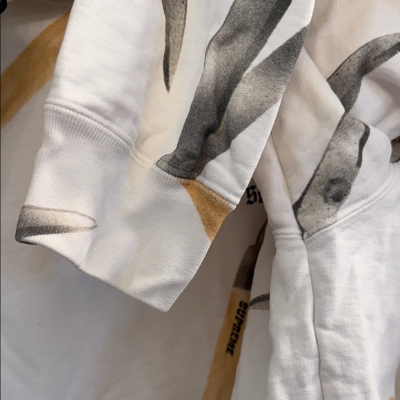 Supreme Shears Print Hoodie in White and Tan - Picture 8 of 13